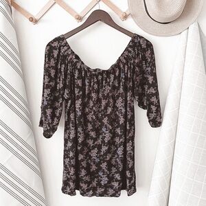 Anthropologie Deletta Off-the-Shoulder Caitha Floral Top